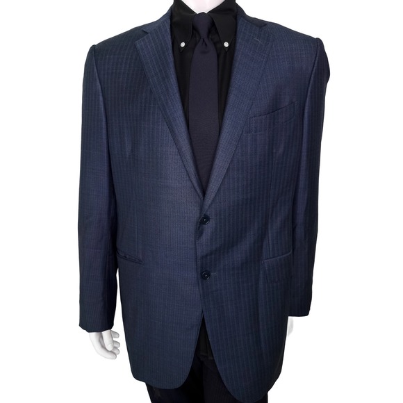 Ermenegildo Zegna Trofeo Tonal Stripe Blazer 100% Wool 100% Cupro | Men's US 46L - Picture 2 of 11